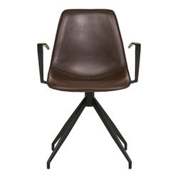 Chaise de salle à manger pivotante avec accoudoirs en simili cuir marron foncé, 54 x 48 x 86 cm | Monaco