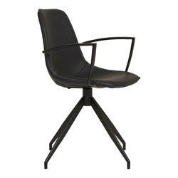 Swivel dining chair with armrests in faux leather in black, 54 x 48 x 86 cm | Monaco