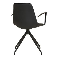 Swivel dining chair with armrests in faux leather in black, 54 x 48 x 86 cm | Monaco