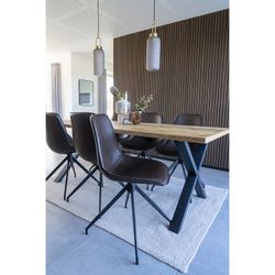 Sedia da pranzo girevole in ecopelle marrone scuro, 54 x 48 x 86 cm | Monaco