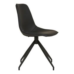 Chaise de salle à manger pivotante en simili cuir, noir, 54 x 48 x 86 cm | Monaco