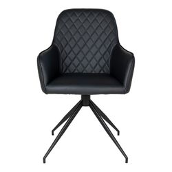 Chaise de salle à manger pivotante en simili cuir, noir, 62 x 56 x 89 cm | Port
