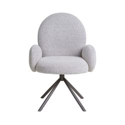 Bouclé fabric swivel dining chair in sand, 69 x 65 x 91.5 cm | Lana