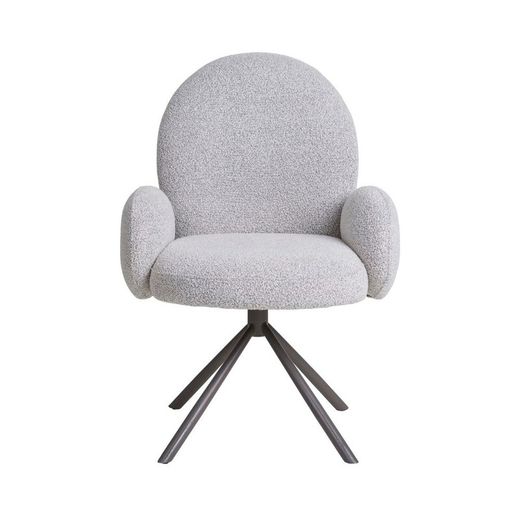 Bouclé fabric swivel dining chair in sand, 69 x 65 x 91.5 cm | Lana