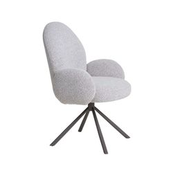 Bouclé fabric swivel dining chair in sand, 69 x 65 x 91.5 cm | Lana