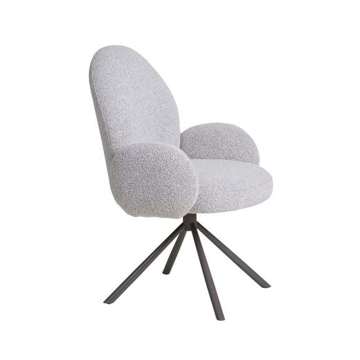 Bouclé fabric swivel dining chair in sand, 69 x 65 x 91.5 cm | Lana