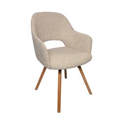 Silla de comedor giratoria de tejido en beige, 60 x 55 x 87,5 cm | Rimor