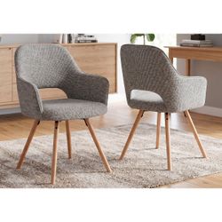 Silla de comedor giratoria de tejido en gris, 60 x 55 x 87,5 cm | Rimor