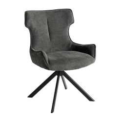 Silla de comedor giratoria de tejido en gris, 60 x 61 x 88 cm | Robert