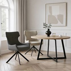 Silla de comedor giratoria de tejido en gris, 60 x 61 x 88 cm | Robert