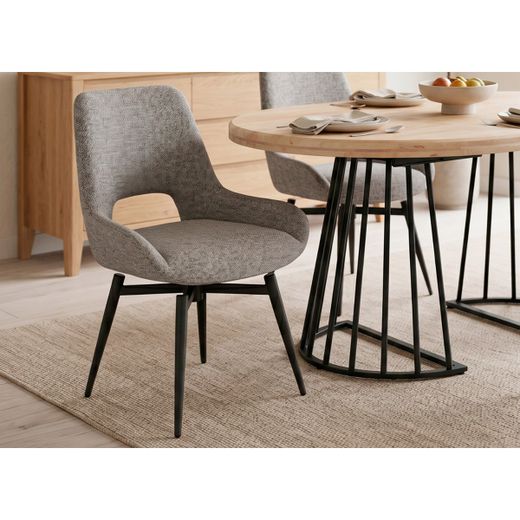 Silla de comedor giratoria de tejido en gris, 61 x 54,5 x 88,5 cm | Dara