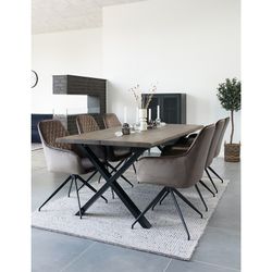 Cadeira de jantar giratória em veludo cinza claro, 62 x 56 x 89 cm | Porto