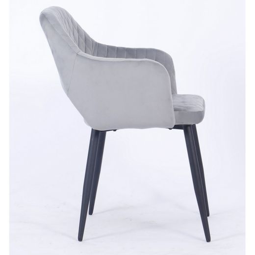 Honorio spisestuestol i grå/sort fløjl og metal, 55x59x81 cm