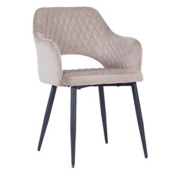 Honorio fløjl og taupe/sort metal spisestuestol, 55x59x81 cm