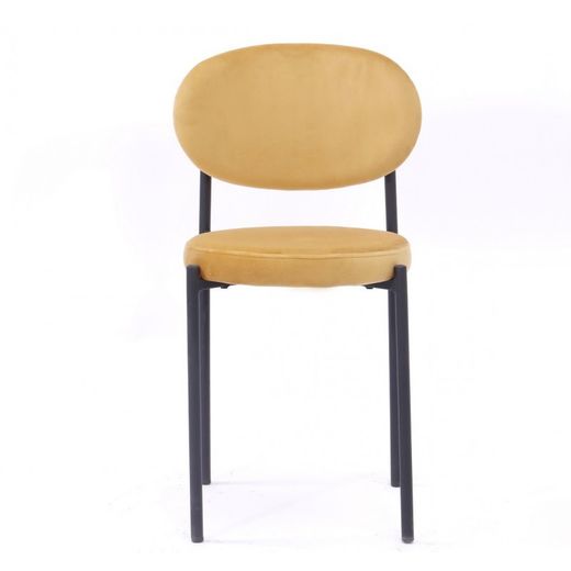 Krzesło do jadalni z aksamitu i metalu w kolorze musztardowo-czarnym Keops, 55x59x81 cm