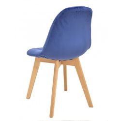 Sedia da pranzo Lorena blu/velluto naturale e legno, 48x46x82 cm