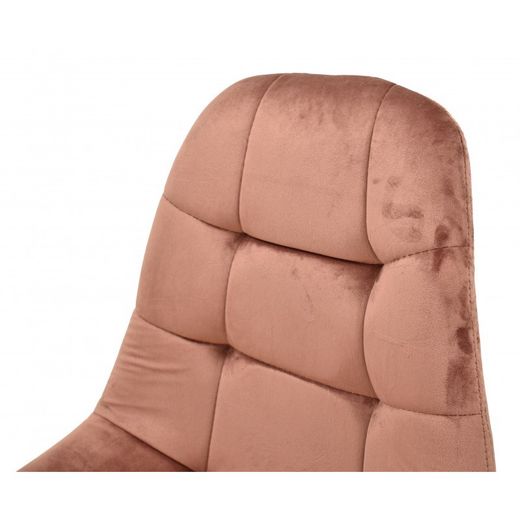 Lorena Dining Chair in Velvet and Coral/Natural Wood, 48x46x82 cm