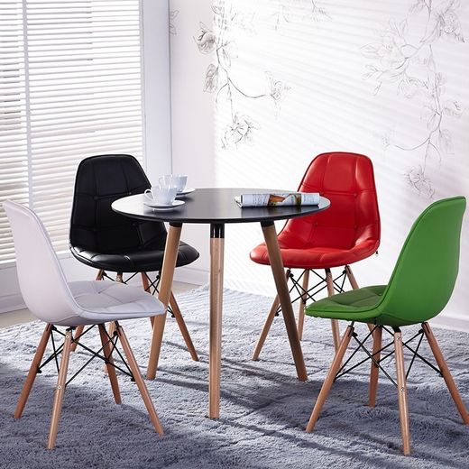 Marcela Esszimmerstuhl aus Kunstleder und Schwarz/Naturholz, 45x50x83 cm