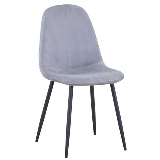Silla de Comedor Olsen de Terciopelo y Metal Gris/Negra, 44'5x55'5x87'5 cm