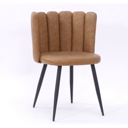 Ramsés Dining Chair in Faux Leather and Camel/Black Metal, 57'5x54x79 cm
