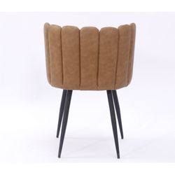 Ramsés Dining Chair in Faux Leather and Camel/Black Metal, 57'5x54x79 cm