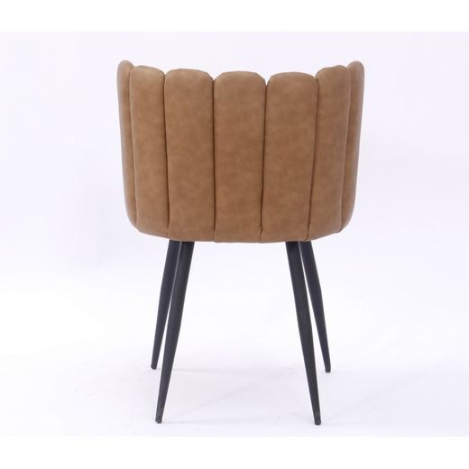 Ramsés Dining Chair in Faux Leather and Camel/Black Metal, 57'5x54x79 cm