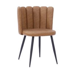 Ramsés Dining Chair in Faux Leather and Camel/Black Metal, 57'5x54x79 cm