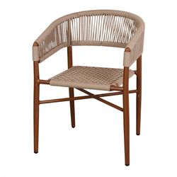 Kunststof touwstoel in bruin en beige, 57 x 60 x 77 cm | Ze leefden