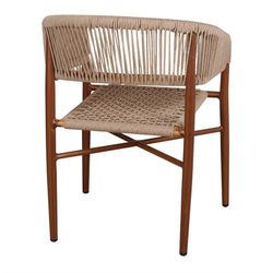 Kunststof touwstoel in bruin en beige, 57 x 60 x 77 cm | Ze leefden