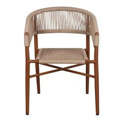 Kunststof touwstoel in bruin en beige, 57 x 60 x 77 cm | Ze leefden