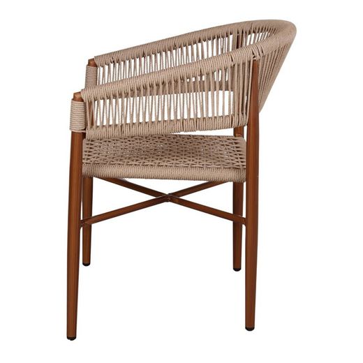 Kunststof touwstoel in bruin en beige, 57 x 60 x 77 cm | Ze leefden
