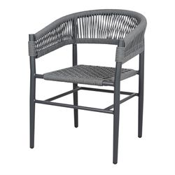 Gray Metal and Synthetic Rope Chair, 58x57x78cm