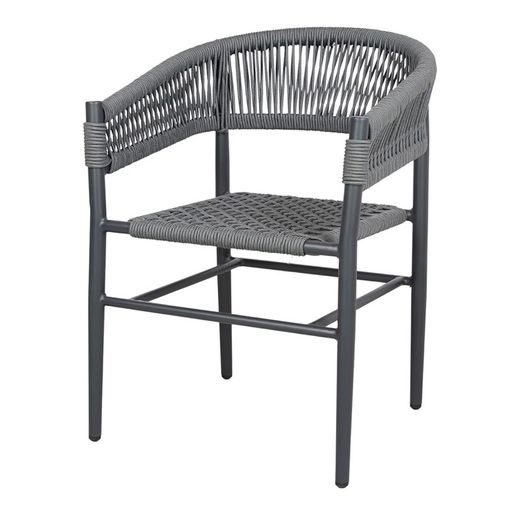 Gray Metal and Synthetic Rope Chair, 58x57x78cm