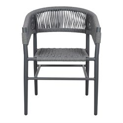 Gray Metal and Synthetic Rope Chair, 58x57x78cm