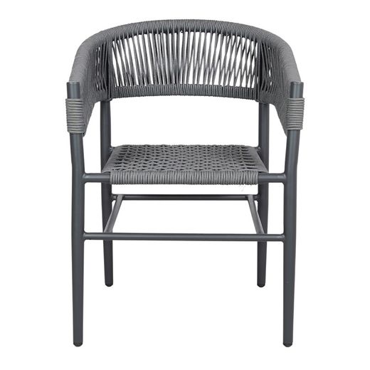 Gray Metal and Synthetic Rope Chair, 58x57x78cm