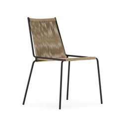 Cream-colored rope and metal chair, 55 x 57 x 82 cm | Emily