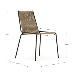 Cream-colored rope and metal chair, 55 x 57 x 82 cm | Emily