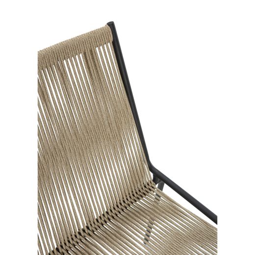 Cream-colored rope and metal chair, 55 x 57 x 82 cm | Emily