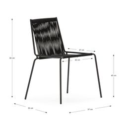 Rope and metal chair in black, 55 x 57 x 82 cm | Emily