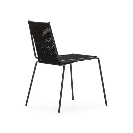 Rope and metal chair in black, 55 x 57 x 82 cm | Emily
