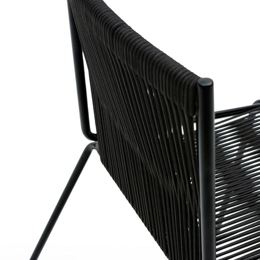 Rope and metal chair in black, 55 x 57 x 82 cm | Emily
