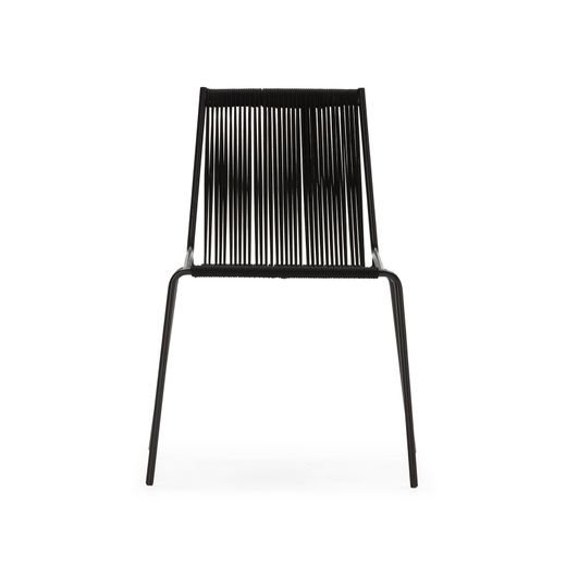 Rope and metal chair in black, 55 x 57 x 82 cm | Emily