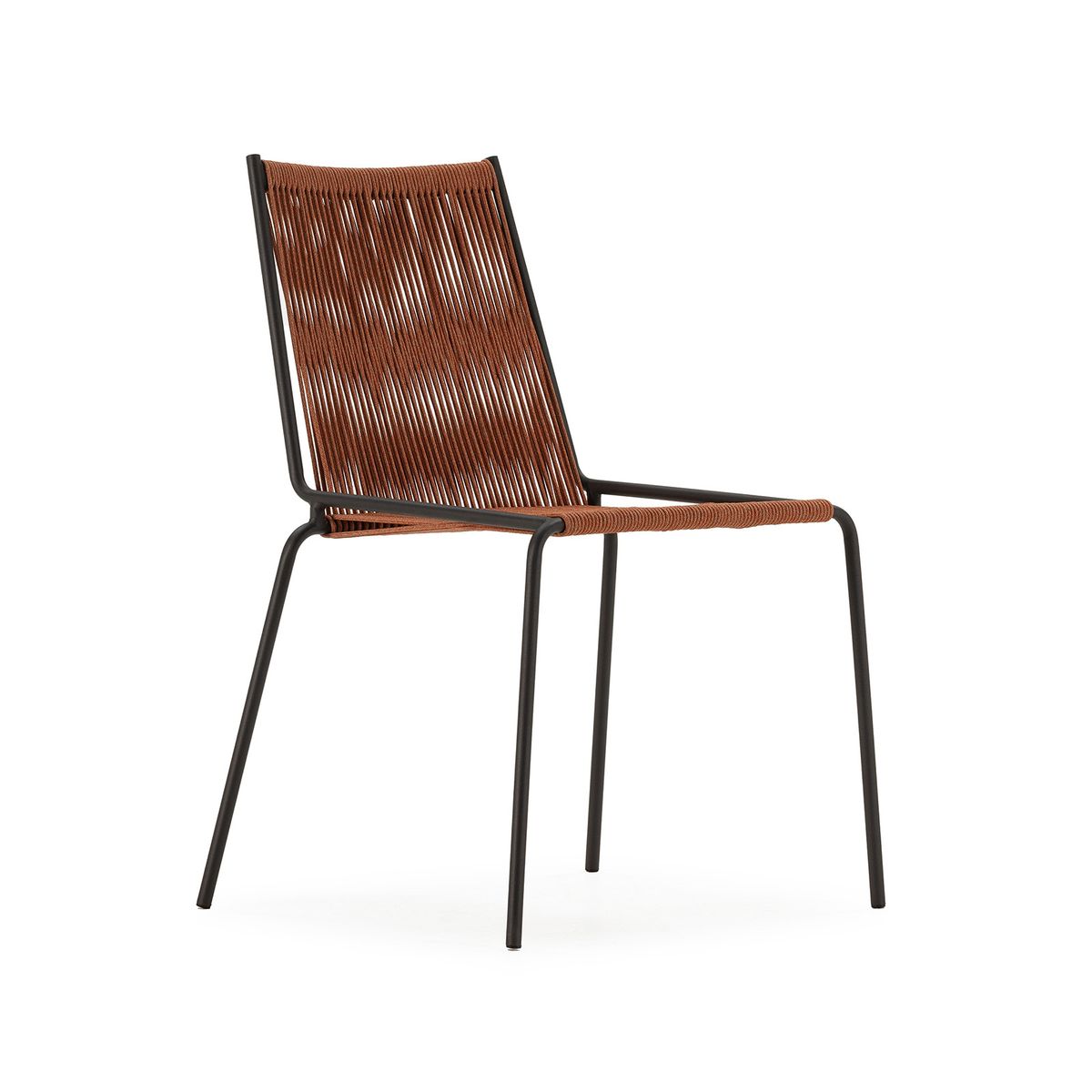 Silla de cuerda y metal en terracota, 55 x 57 x 82 cm | Emily