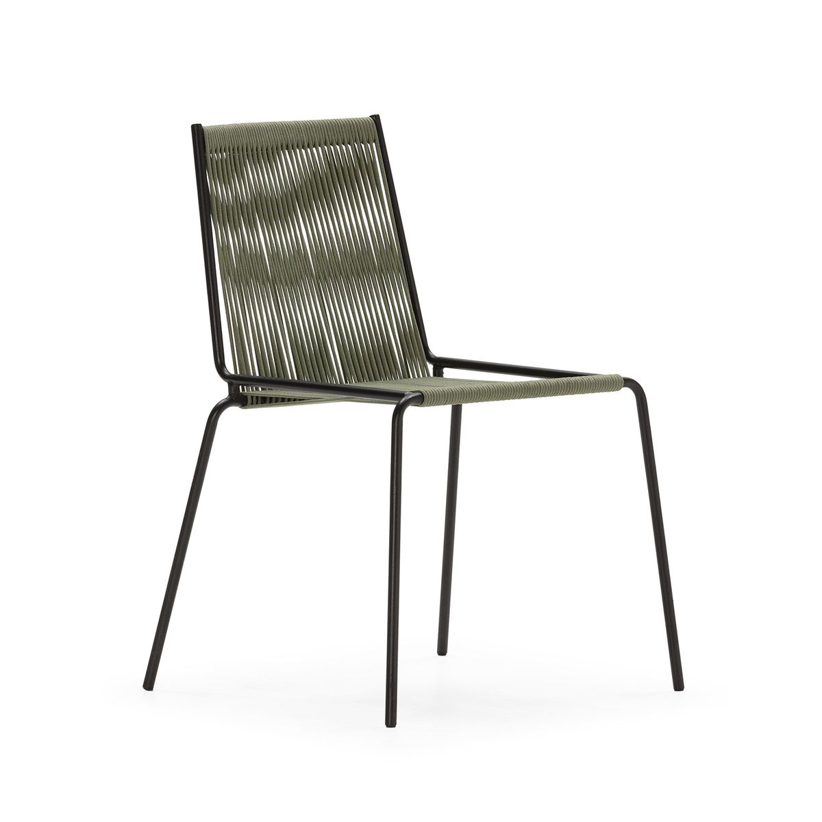 Silla de cuerda y metal en verde menta, 55 x 57 x 82 cm | Emily