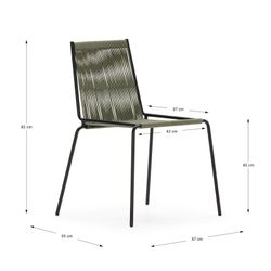 Rope and metal chair in mint green, 55 x 57 x 82 cm | Emily