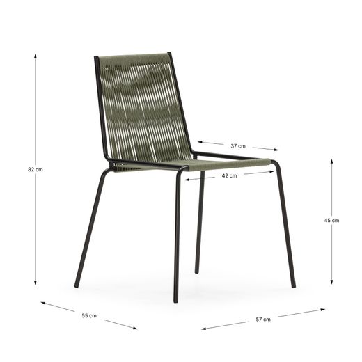 Rope and metal chair in mint green, 55 x 57 x 82 cm | Emily