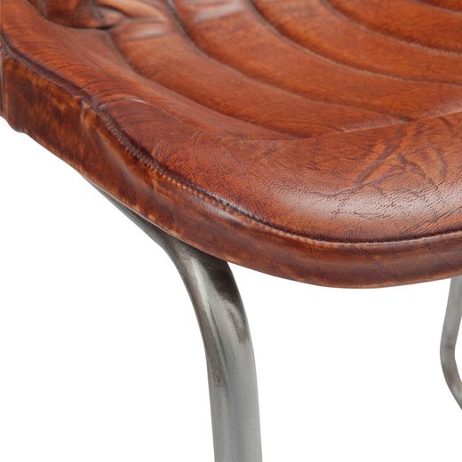 Brun skinnstol, 46x52x77 cm