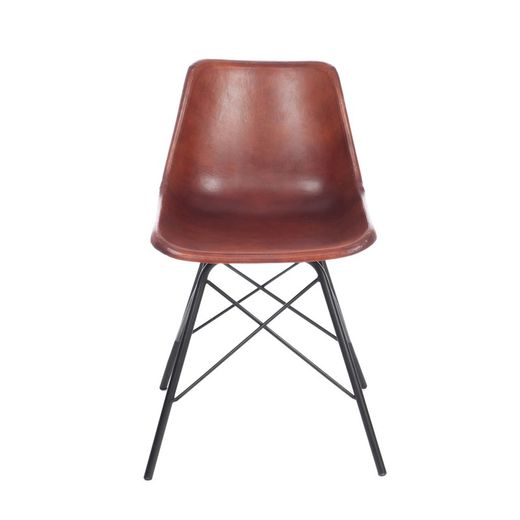 Brun skinnstol, 51x51x79 cm