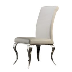 Chaise Barroque en éco-cuir blanc et acier inoxydable, 48x67x103cm