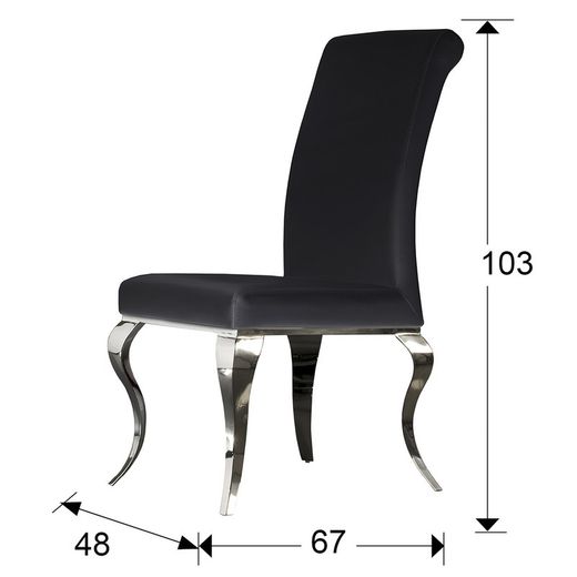Barroque Black Eco-Leather and Rostless Steel Stol, 48x67x103cm